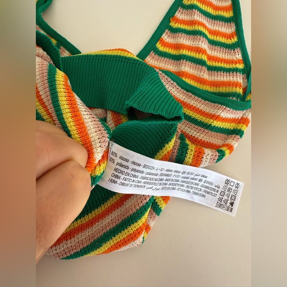 New Zara viscose Striped Halter Top - Picture 8 of 9